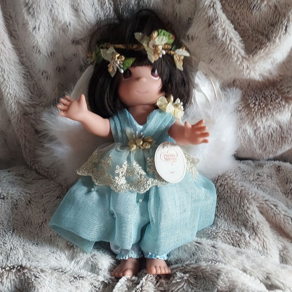 Precious Moments Doll in Blue and Green Dress